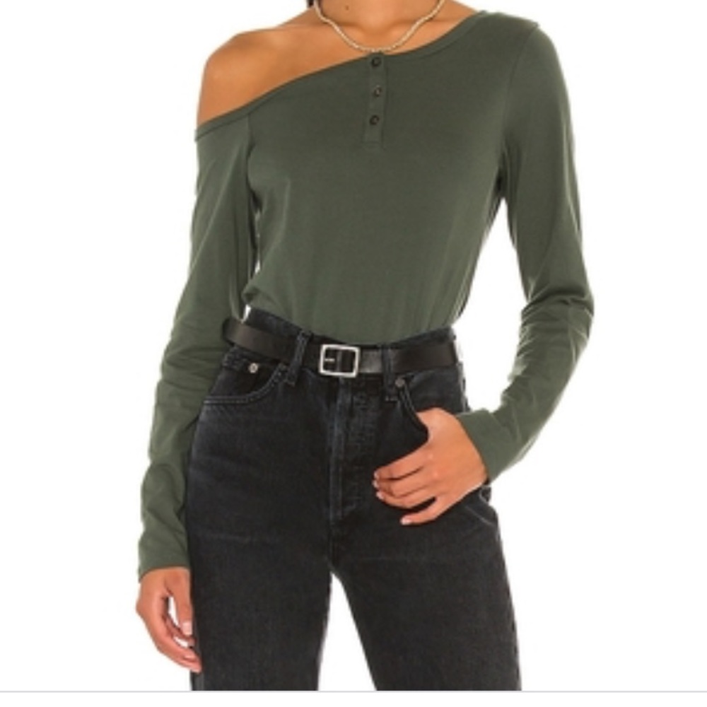 n:Philanthropy Erro Top One Shoulder Henley Long Sleeve Tee Shirt NWT